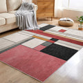 5x8 Abstract Geometric Rugs for Bedroom Decor, Washable Black White Red Geometry Pattern Area Rug, Living Room Home Decoration, Non Slip Soft Thin, Minimalist Modern Decor Carpet PF-P 49