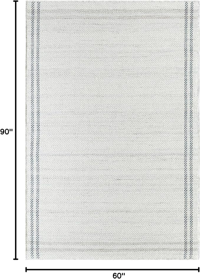 Mark&Day Wool Rugs, 5x8 Janmichael Solid and Border Gray/Ivory Area Rug, Grey Ivory Black Carpet for Living Room, Bedroom or Kitchen (5' x 7'6")