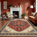 5x7 Orange Red Area Rug for Living Room, Machine Washable Rugs with Non-Slip Backing for Bedroom, Vintage Medallion Carpet Dining Room Office Kids Room Decor
