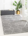 Unique Loom Trellis Frieze Collection Area Rug - Geometric (7' 1" x 10', Light Gray/ Ivory)