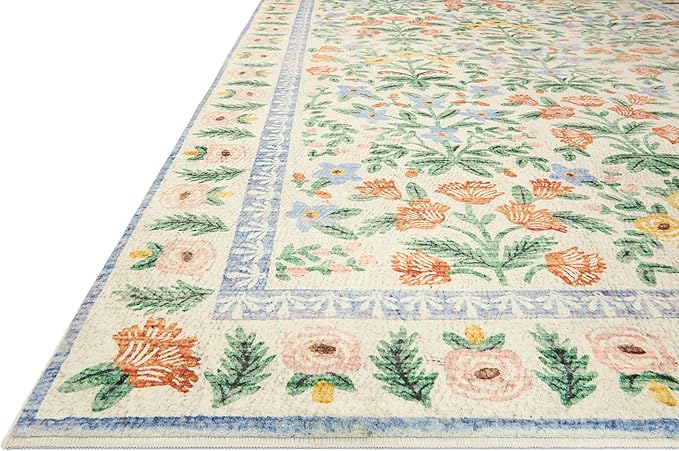 Loloi Rifle Paper Co. Eden Collection EDE-02 Mughal Garden Cream 2'-6" x 7'-6" Runner Rug feat. CloudPile™