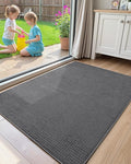 Color&Geometry Front Door Mat Indoor Non Slip Rubber Backing, 36"x55" Ultra Thin Doormat, Soft Absorbent Inside Doormat Washable Easy Clean Rugs for Entryway, Slate Gray (Rolled-up NO Creases)