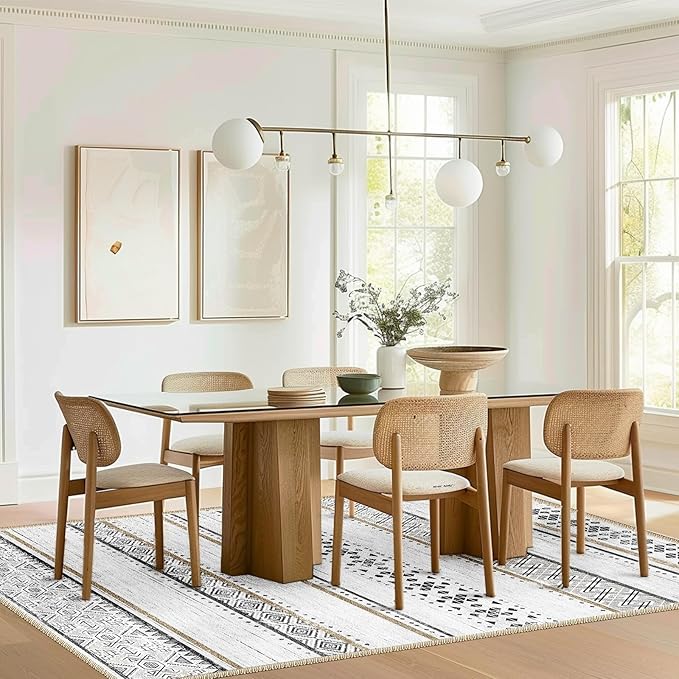 BESTSWEETIE 4x6 Area Rugs for Living Room Washable Moroccan Farmhouse Neutral Geometric Low Pile Non-Slip Soft Print Pattern Rug for Bedroom Kitchen Dining Room Entryway Black/Brown