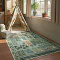 Floral Boho 3x5 Sage Green Bathroom Rugs, Washable Botanical Area Rugs for Entryway Bedroom, Non Slip Kitchen Floor Mat Indoor Throw Carpet for Laundry Living Room (Green,3 x 5)