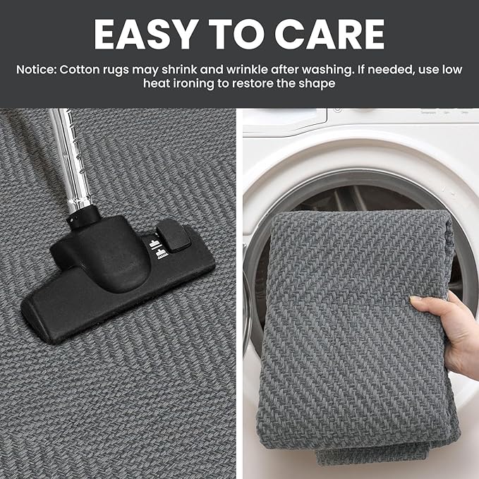 IOHOUZE Small Area Rug 2x3 Washable Woven Rugs for Entryway Non Slip Rubber Backed Front Door Rugs Indoor Doormat Throw Rug Floor Carpet for Entrance Kitchen, Charcoal/Dark Grey