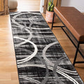 Rugshop Modern Wavy Circles Design Runner Rug, Non-Shedding Carpet for Hallway, Entryway, or Kitchen, Black, 2' x 7'2"