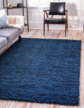 Unique Loom Solid Shag Collection Area Rug (7' 1" x 10' Rectangle, Sapphire Blue/ Navy Blue)