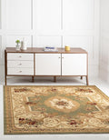 Unique Loom Versailles Collection Traditional Classic Floral Motif Area Rug (5' 0 x 5' 0 Square, Green/Ivory)