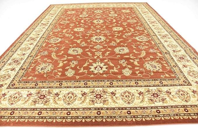 Unique Loom Voyage Collection Traditional Oriental Classic Intricate Design Area Rug (10' 0 x 13' 0 Rectangular, Terracotta/Ivory)
