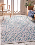 Unique Loom Outdoor Trellis Collection Area Rug - Tribal Trellis (5' 1" x 8' Rectangle, Light Blue/ Ivory)