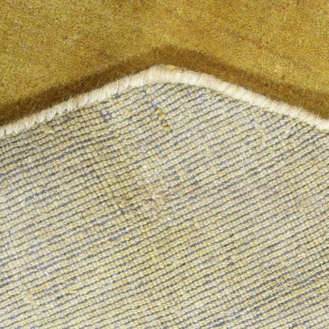 Hand Knotted Loom Wool ECO-Friendly Area Rugs - 6'x6', Octagon, Orange Color, Solid Plain Design, High Pile Thick Handmade Anti Skid Area Rugs for Living Room, Bed Room (L00111)