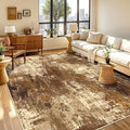 Washable Area Rugs 9'x12' Non-Slip Modern Abstract Soft for Living Room Entryway Bedroom Nursery, Print Pattern, Brown Tan Beige Coffee