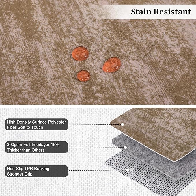 RUGSREAL 5x7 Living Room Area Rug Modern Solid Color Rug with Rubber Backing Large Bedroom Throw Carpet Indoor Washable Stain Resistant Dining Room Rug Contemporary Area Rug for Home Office, Taupe