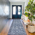 KILOCOCO Runner for Hallway 2.6x10 Runner Rug Printed Vintage Floral Washable Rug Kitchen Runners Soft Non-Slip Low Pile Hallway Runners Laundry Room Distressed Boho Rugs, Blue