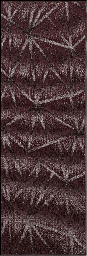 Furnish my Place Geometrical Pattern Indoor/Outdoor Refine Burgundy Abstract Area Rug, Runner Rug, Hallway Entry Carpet, Contemporary Rug for Living Room, Dining Room, Made in USA - 3' x 10'