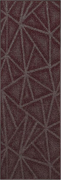 Furnish my Place Geometrical Pattern Indoor/Outdoor Refine Burgundy Abstract Area Rug, Runner Rug, Hallway Entry Carpet, Contemporary Rug for Living Room, Dining Room, Made in USA - 2' x 10'