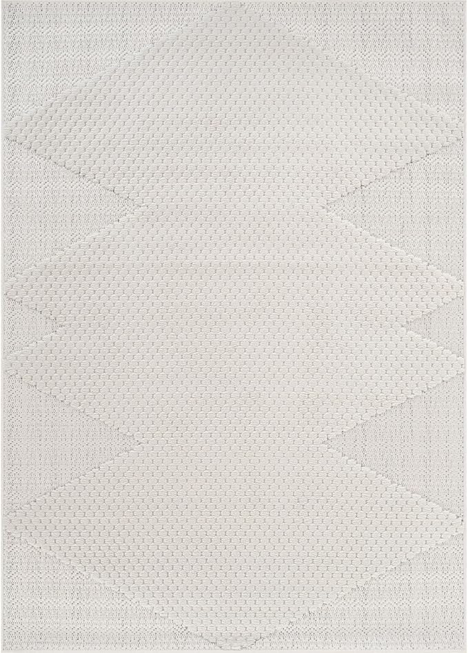 Modern Micro Loop Indoor Area Rugs for Living Room Bedroom Kitchen Geometric Triangle White 8x10 Luxury Durable Low and High Pile Non-Shedding Stain Resistant Soft Area Carpet 8 x 10