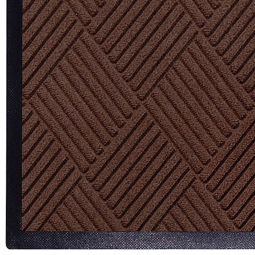 WaterHog Diamond | Commercial-Grade Entrance Mat with Rubber Border – Indoor/Outdoor, Quick Drying, Stain Resistant Door Mat (Dark Brown, 4' x 12')