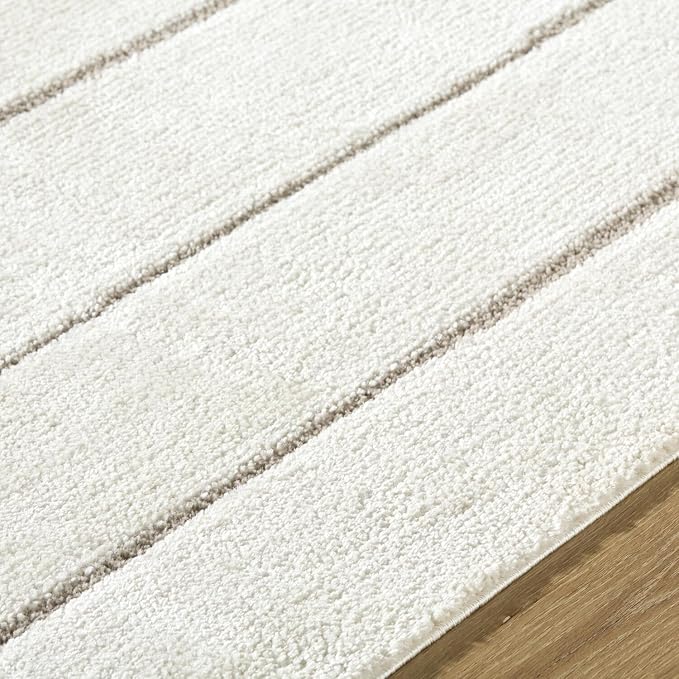 Livabliss x Our PNW Home Cascade Minimalist Striped Area Rug, 2'7" x 12', Striped Ivory/Taupe