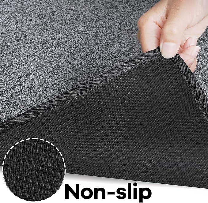Door mat with Non Slip Rubber Backing, Washable Soft Floor Carpet for Kitchen, Hallway, Entryway Indoor, Bedroom, Laundry, Low Pile Area Rugs, Solid Color with Pointillism Style, 2 * 3 ft Black