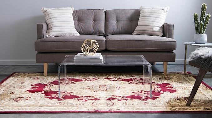 Rugs.com Chateau Collection Rug – 10 Ft Runner Cream Medium Rug Perfect for Entryways, Kitchens, Breakfast Nooks, Accent Pieces