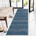 Lahome Moroccan Blue Runner Rug 2x6 Rug Non-Slip Stain Resistant Kitchen Rug Runner Low-Profile Washable Hallway Runners, Geometric Print Distressed Carpet for Entryway Laundry Room