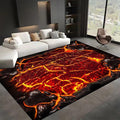 Visual Illusion Lava Area Rug, 5x8ft, 3D Red Flame Volcanic Rock Carpet for Living Room, Fade Resistant Absorbent Floor Mat, No Crease Foldable Soft Low Pile Rugs for Bedside Hallway