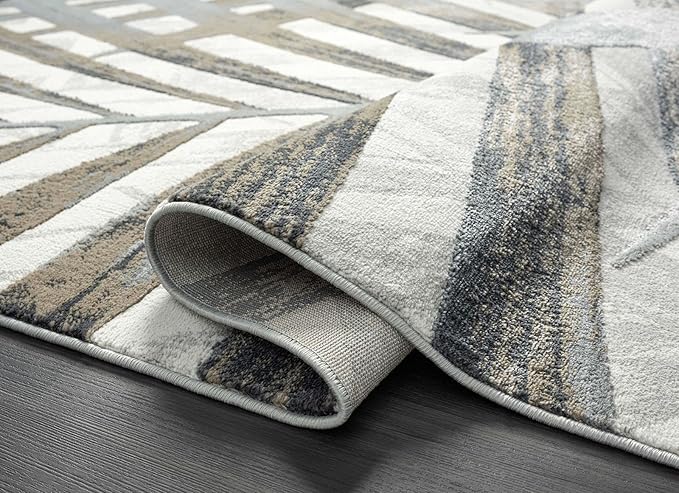 Abani 5'3" x 7'6" (5x8) Grey & Brown Modern Floral Living Room Rug - Non-Shed Tropical Palm Leaves Pattern Area Rug Rugs