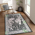 Moynesa Tiger Washable Rugs, 3x5 Entry Area Rugs, Non Slip Vintage Soft Living Room Carpet, Boho Low Pile Stain Resistant Indoor Throw Mat for Kitchen Bedroom Entrance, Black