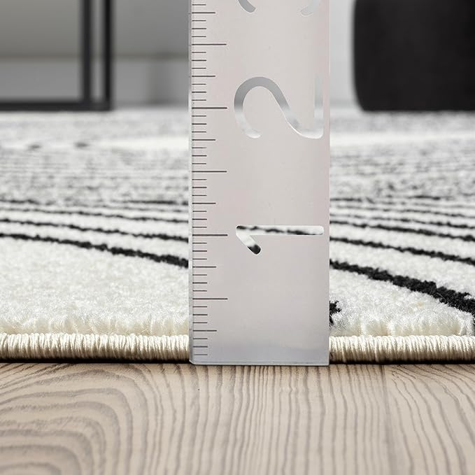 Abani Nuevo Beige Black Swirls Modern Area Rug 5' x 8' for Living Room, Bedroom - Abstract Design - Durable & Easy to Clean