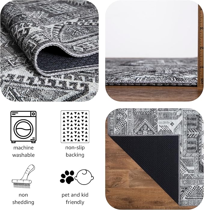 Keen Home Design 6x9 Rug - Machine Washable Area Rug with Non-Slip Backing, Ideal for Living Room, Dining Room, Bedroom - Vintage, Easy Clean, Durable, Low Pile - (6' x 9')