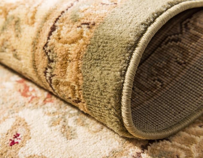 Rugs.com Chateau Collection Rug – 10 Ft Runner Green Medium Rug Perfect for Hallways, Entryways