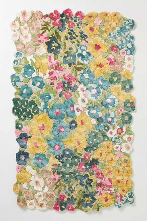 Cassia Wool Viscose Area Rug – 8' R – Handmade Wool Area Rugs – Yellow – Rugs for Living Room, Bedroom – Anti-Skid – Carpets with Non-Slip Natural Backing with 100% Cotton