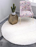 Unique Loom Solid Shag Collection Area Rug (10' 2" Round, Snow White)