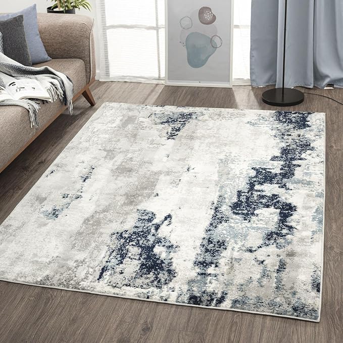 LUXE WEAVERS Kimberly Collection Ivory 9x12 Modern Abstract Area Rug