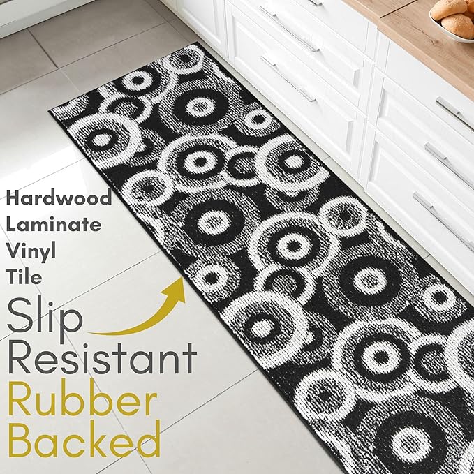26 ft Extra Long Black Hallway Runner Rug | Non-Slip & Machine Washable | Custom Cut to Size 2'3" x 26' (Runner) | REMNAZ