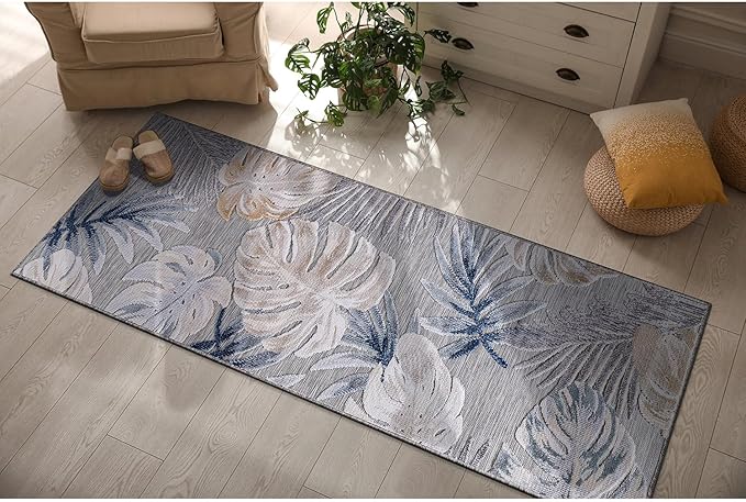 CAMILSON Runner Outdoor Rugs Oriental Retro Traditional Floral Medallion Area Rug 2x7 Non-Shedding Stain Resistant Indoor Carpet for Bathroom Hallway Kitchen Office (2 x 7 / Blue)