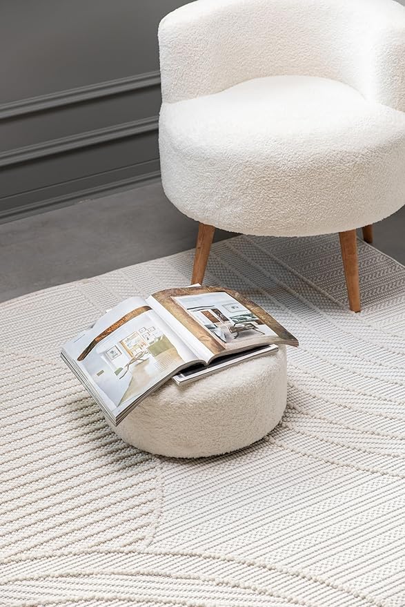 CAMILSON Micro Loop Rug 8x10 Modern Luxury Geometric Arch Area Rugs Soft High and Low Pile Stain Resistant Easy-Cleaning Non-Shedding for Living Room Indoor Carpet (8 x 10 / White)