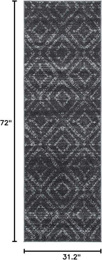 SAFAVIEH Adirondack Collection Runner Rug - 2'6" x 6', Dark Grey & Grey, Modern Diamond Distressed Design, Non-Shedding & Easy Care, Ideal for High Traffic Areas in Living Room, Bedroom (ADR131F)