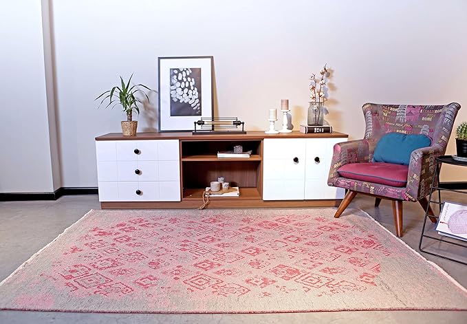 Alfa Rich 5x8 Pink Gray Reversible Washable Area Rugs for Living Room Bedroom Kitchen Decor Rug