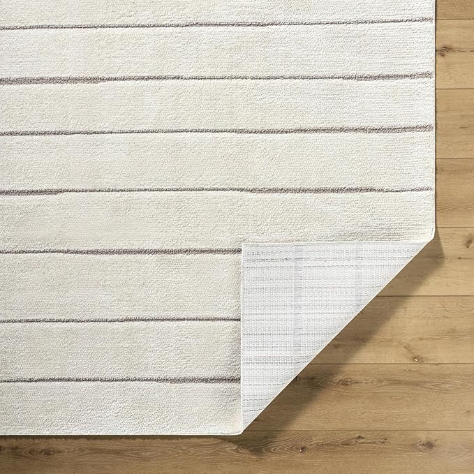 Livabliss x Our PNW Home Cascade Minimalist Striped Area Rug, 2'7" x 12', Striped Ivory/Taupe