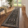 Runner Rug Washable Kitchen Runner 2'x10' Rug Floral Non-Slip for Entryway Indoor Soft Carpet for Hallways, Kitchen, Laundry, Bedroom, Bathroom (Vibrant Black)