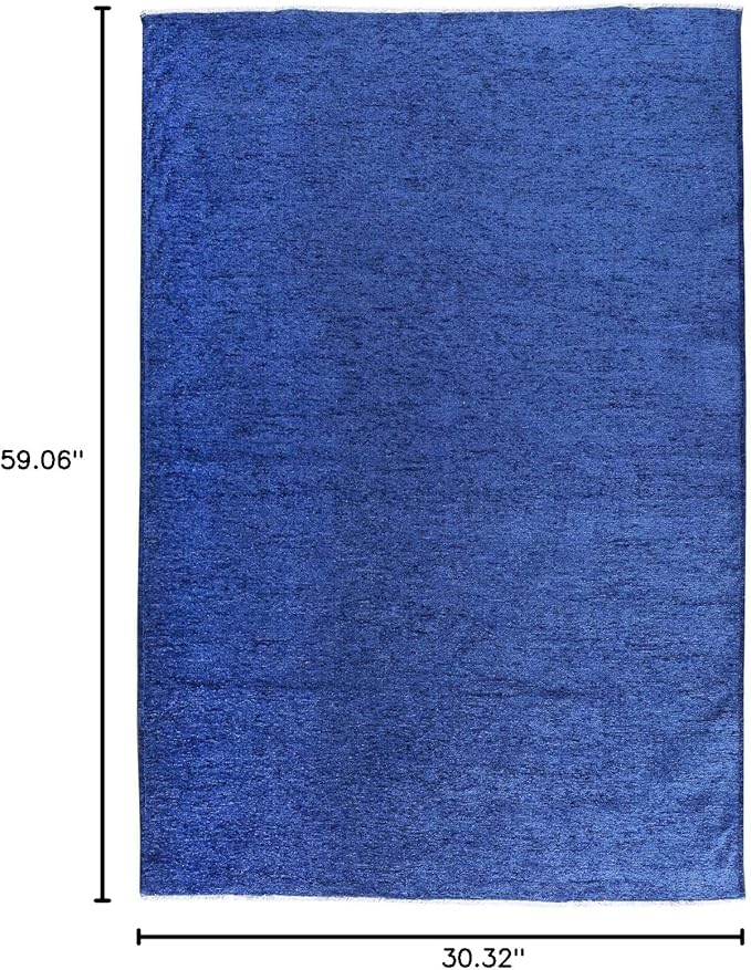 Alfa Rich 3x5 Dark Blue Washable Area Rugs for Living Room Bedroom Kitchen Cotton Decor Solid Runner