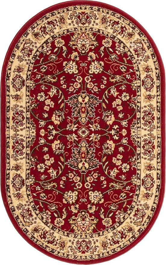 Unique Loom Sialk Hill Collection Area Rug - Washington (3' 3" x 5' 3" Oval Burgundy/Cream)