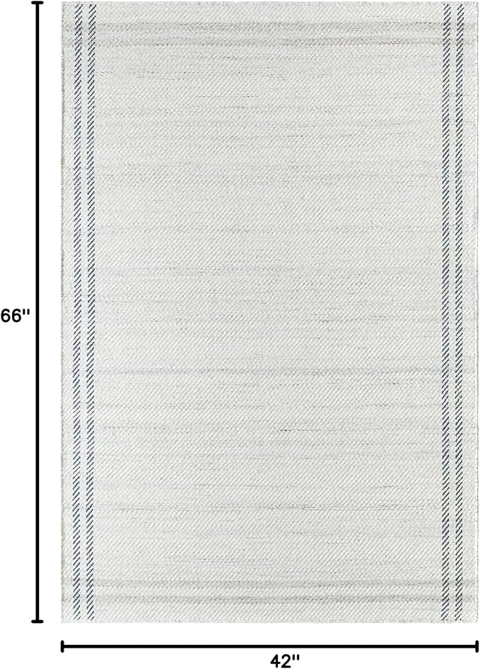 Mark&Day Wool Rugs, 4x6 Janmichael Solid and Border Gray/Ivory Area Rug, Grey Ivory Black Carpet for Living Room, Bedroom or Kitchen (3'6" x 5'6")
