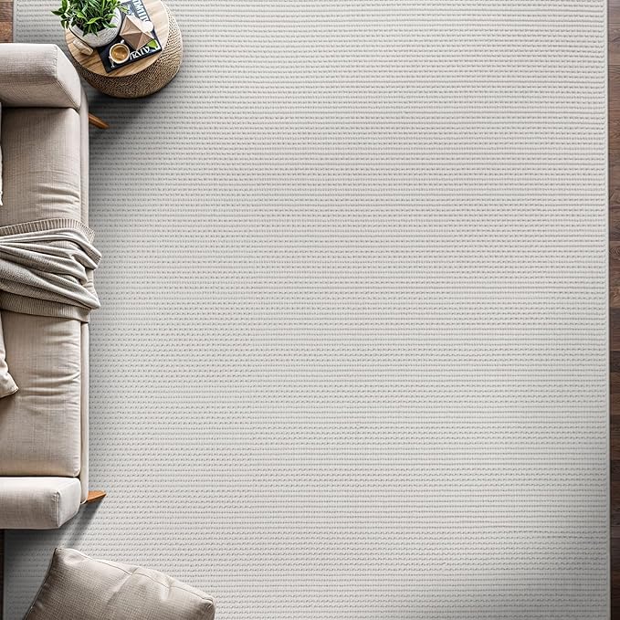 Beverly Rug Micro Loop Area Rug White 6x9 Modern Luxury Soft Trellis Geometric Durable Indoor Area Rugs for Living Dining Room Office Stain Resistant Non Shedding Casual Indoor Carpet White 6 x 9