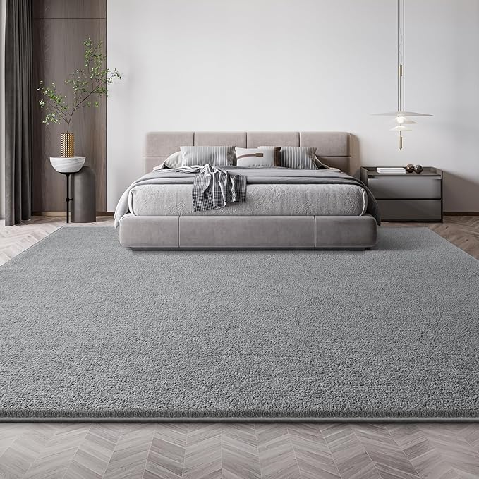Modern Large Area Rug for Bedroom Living Room, 4x6 Feet Grey Thickened Memory Foam Washable Rugs, Non-Slip Soft Minimalist Solid Indoor Carpets for Boys Girls Nursery Room Décor
