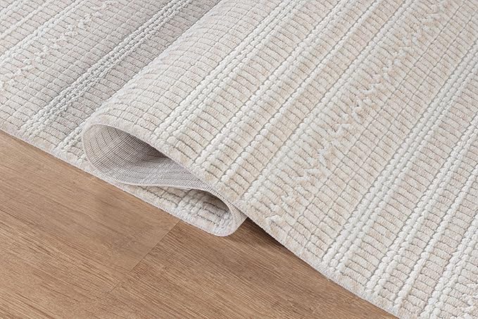 Modern Indoor Rug Stripe 9x12 Area Rugs for Living Room Luxury Kitchen Bedroom Durable Soft Geometric Durable Low and High Pile Stain Resistant Non Shedding Area Carpet 9x12
