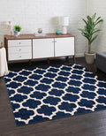 Rugs.com Lattice Collection Rug – 10 Ft Square Dark Blue Medium-Pile Rug Perfect for Living Rooms, Kitchens, Entryways