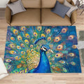 Peacock Rug Small - 3x5 Rug, Turquoise Teal Peafowl Washable Rugs for Living Room, Peafowl Decor Carpet, Modern Style Non-Slip Area Rugs for Bedroom, Aesthetics Carpet - Peafowl Home Decor & Gifts